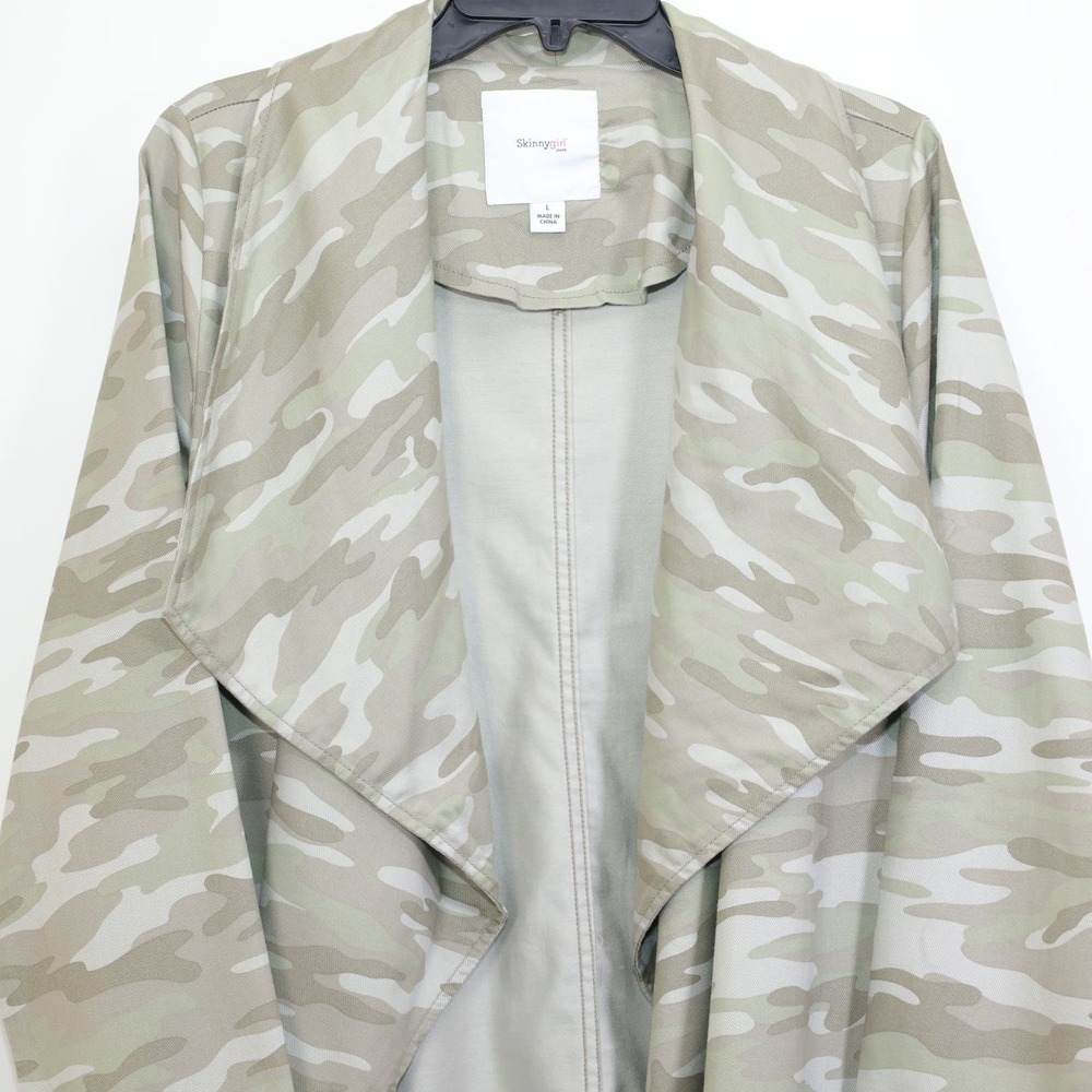 Skinnygirl Rachel Cascade Trench Jacket  - Womens Large - Camouflage Green-NWOT - Picture 4 of 5